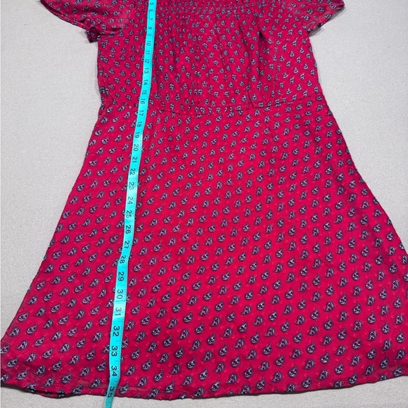 LOFT Vibrant Red Midi Dress with Geometric Design - Picture 5 of 8